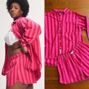 Savage x Fenty Kickback Casuals Button Up Shirt Boxer Shorts Set Sz 8-10 💛🍄